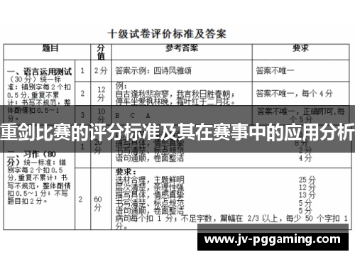 重剑比赛的评分标准及其在赛事中的应用分析